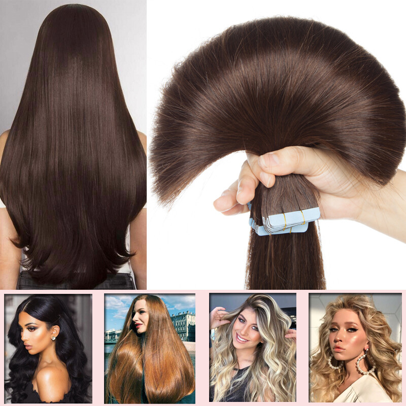 AAAA Russian Tape In THICK Remy Human Hair Extension Skin Weft Glue Ombre Blonde