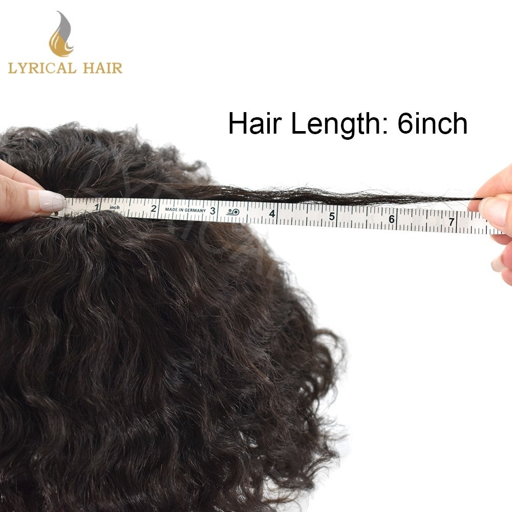 Lyrical Hair Afro Human Hair Toupee For Black Men Injection PU Hair Replacement