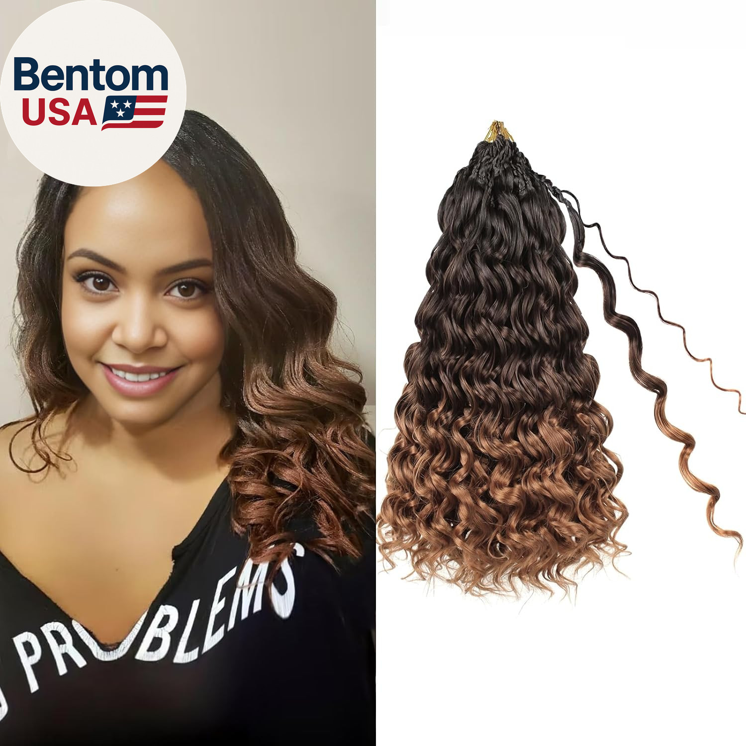 14 Inch 8 Packs Pre Looped Ocean Wave Crochet Hair Boho Ocean Deep Water Wave Be
