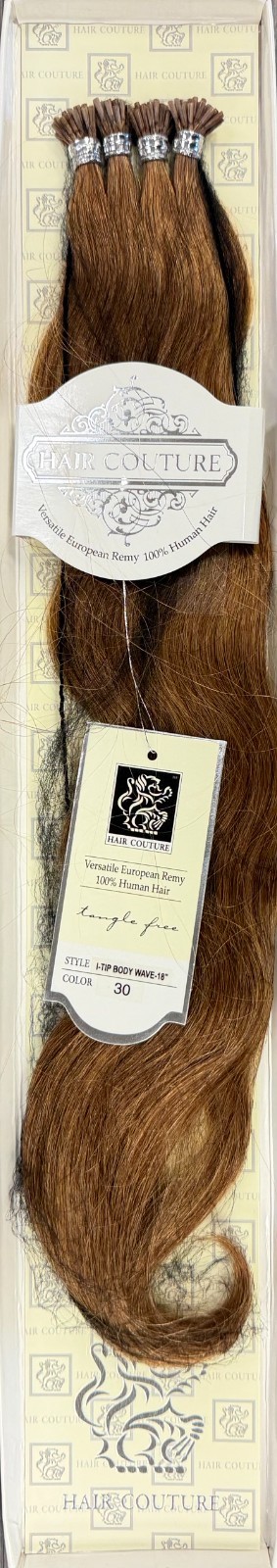 Hair Couture Versatile Human Remy Hair 18″ I-Tip Extensions Body Wave 120pcs #30