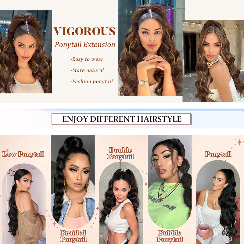 100% Real Thick Drawstring Ponytail Clip In Hair Extension Natural As Human Wavy