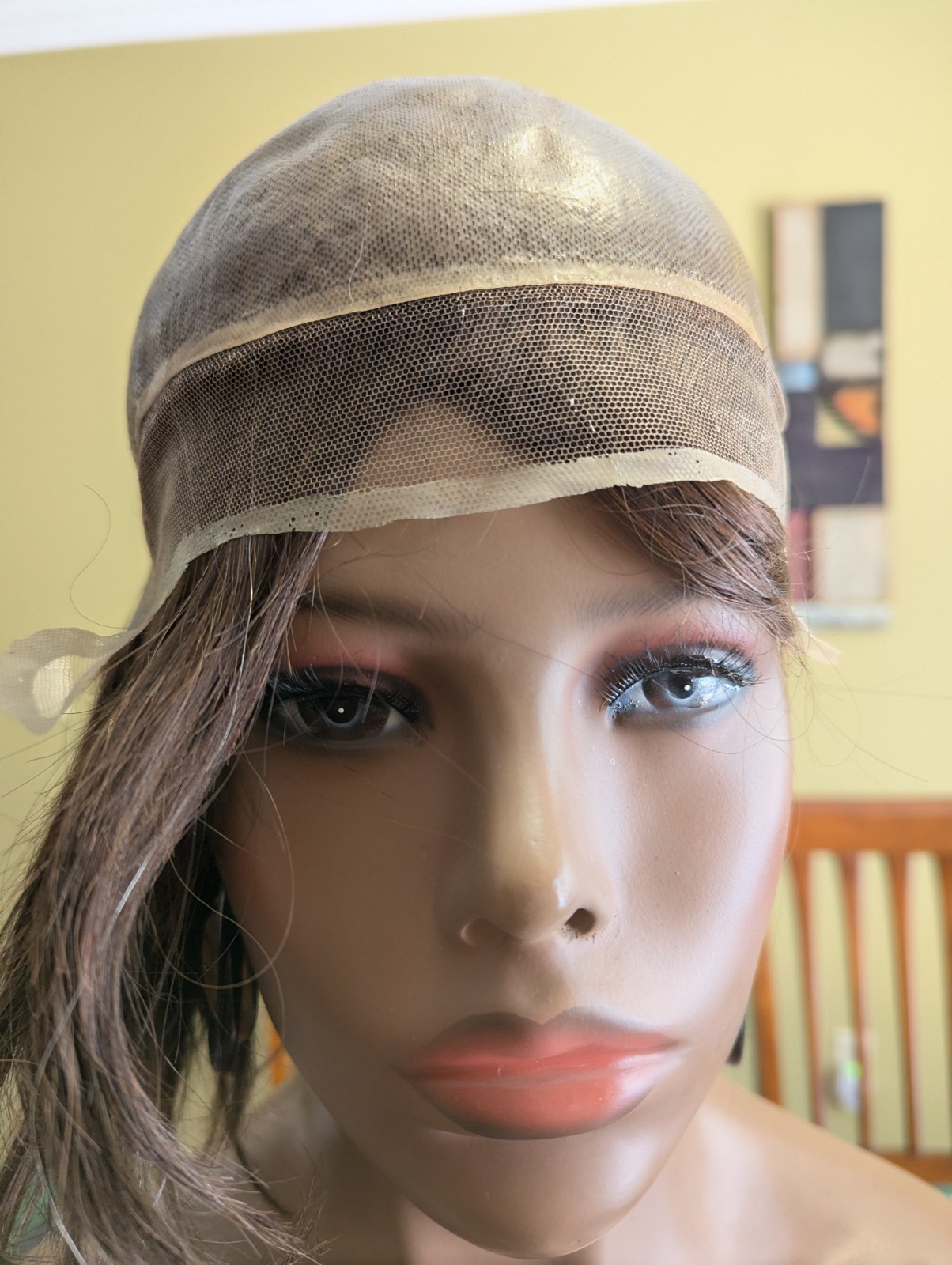 New Custom Made Full Virgin Hair Medical Wig 180% Density Chestnut Brown W/Grey