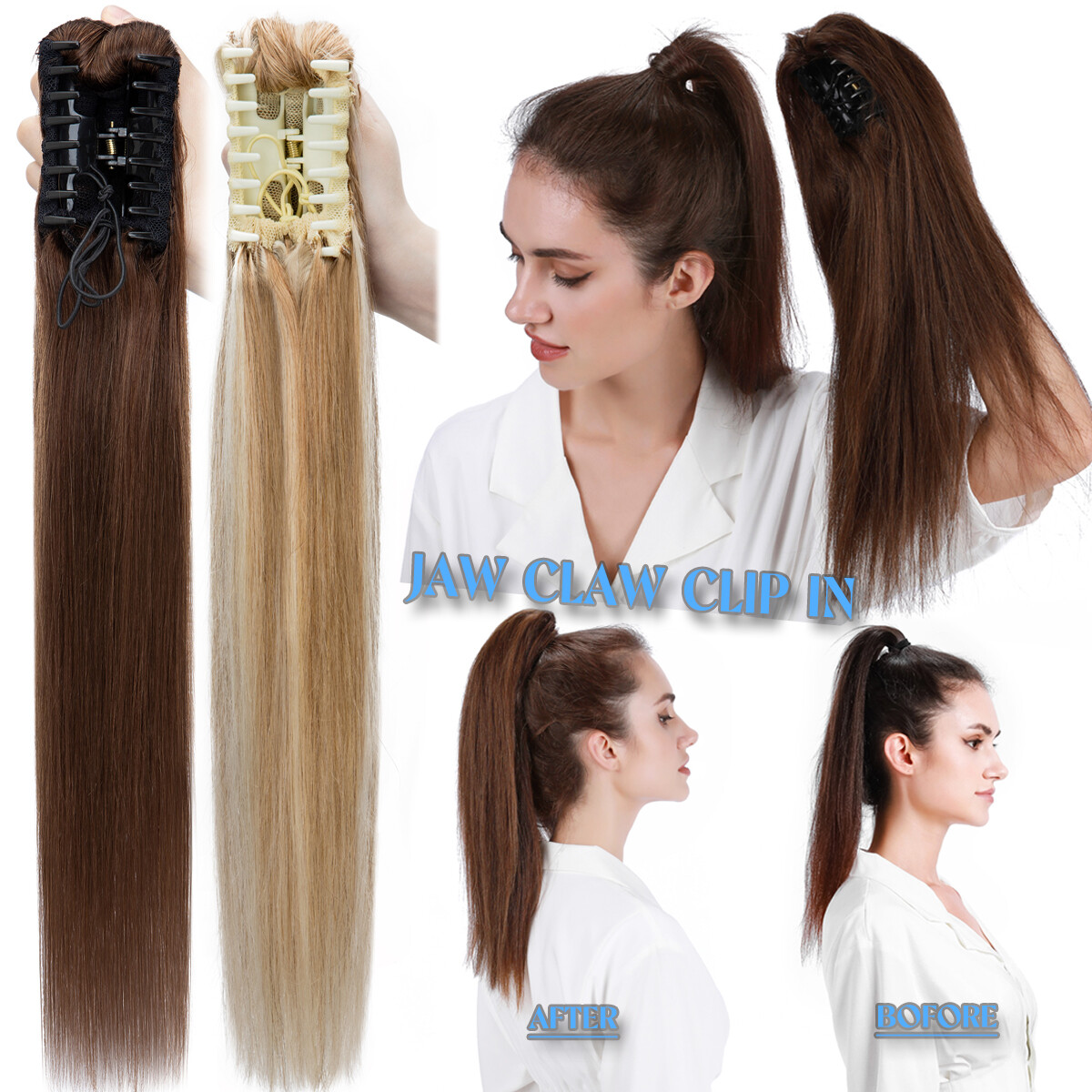 Thick 120g 100% Real Remy Human Hair Wrap Around Ponytail Extension With Clip in