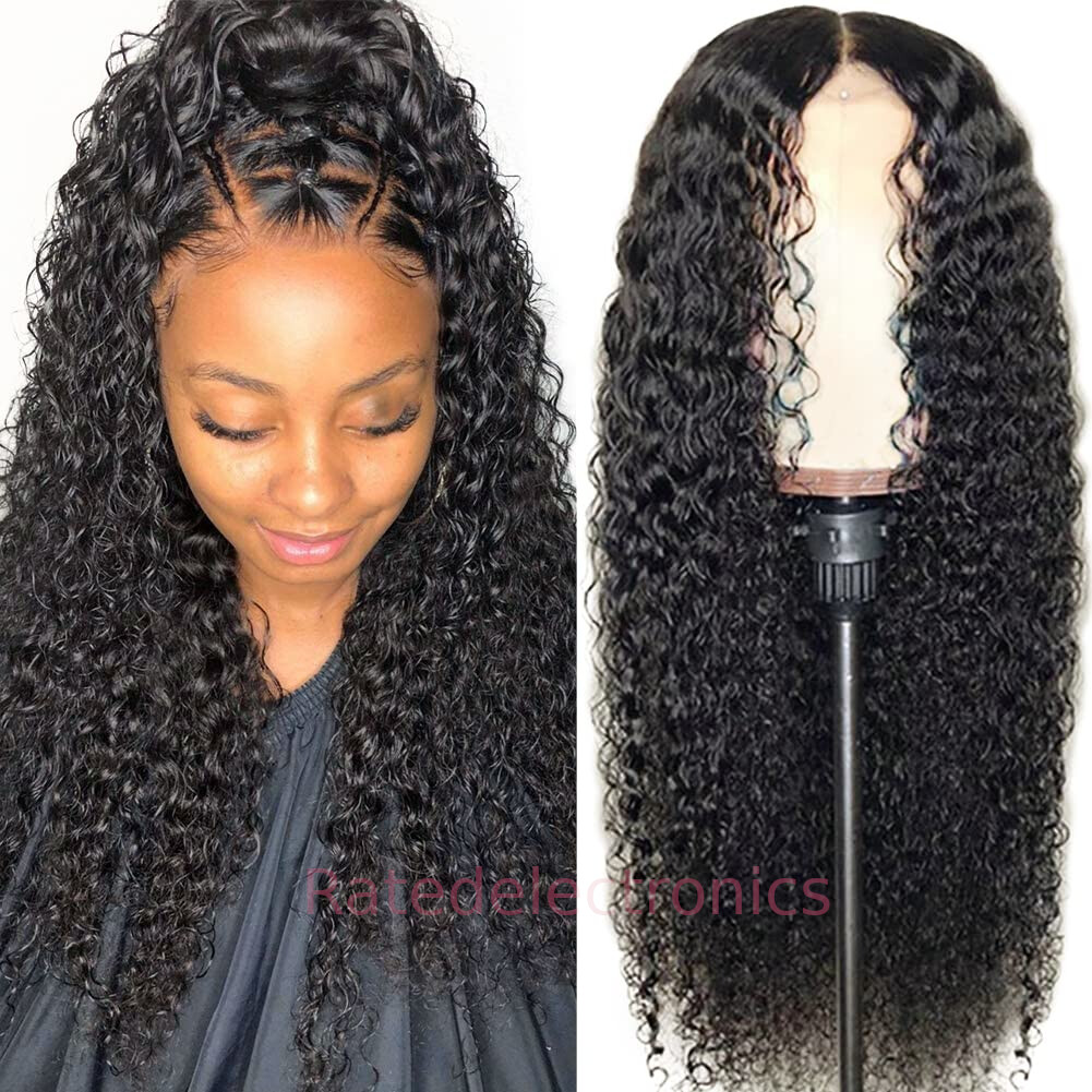 AA Black Hair Front Wig Lace Women’s Brazilian Human Long Curly Wavy Hair Wig US