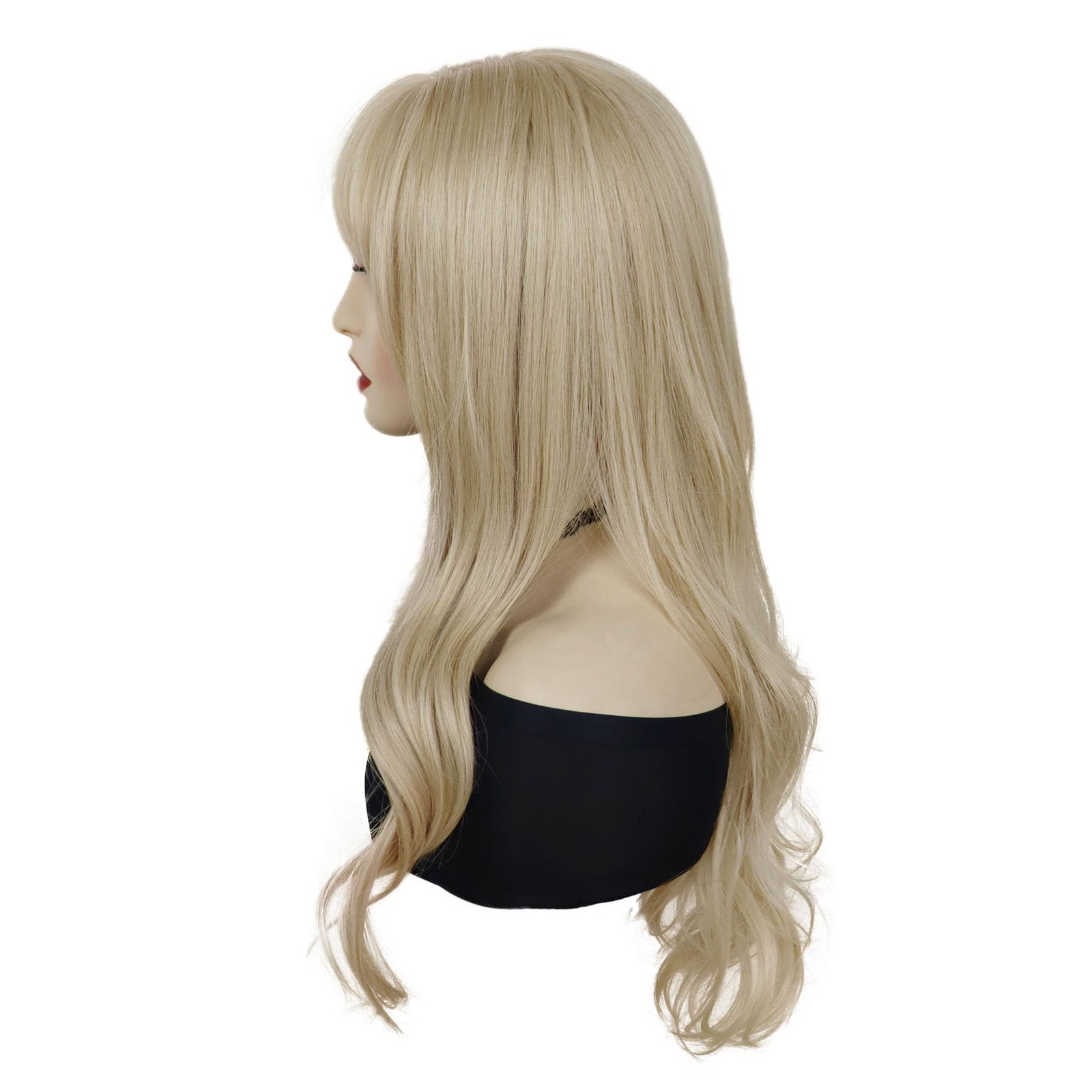 24 Inch Long Blonde Wig With Bangs 24 Inch Long Wavy Wig For Women Bouncy And…