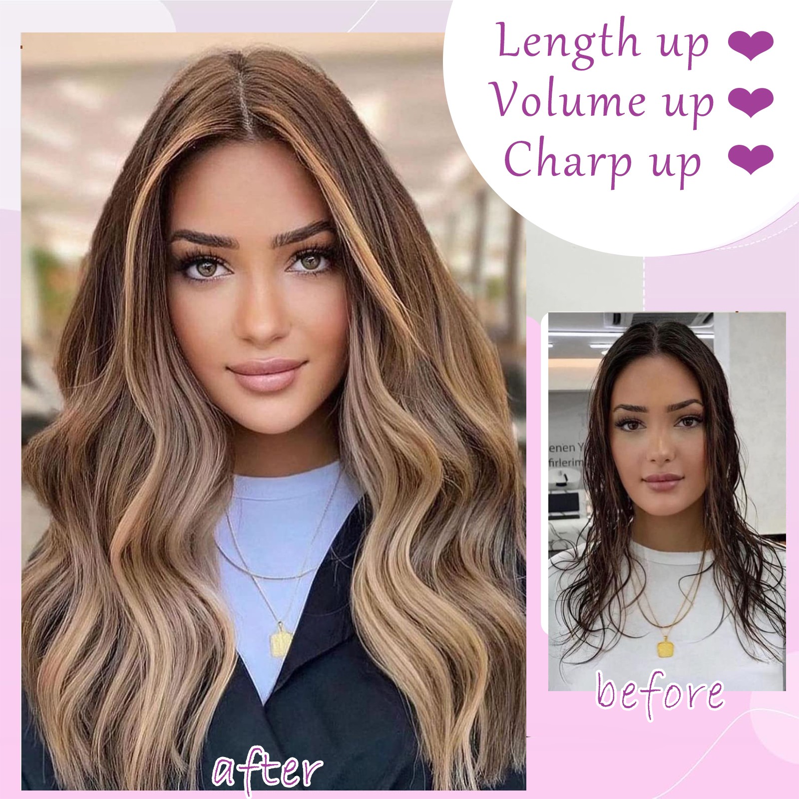 Long Curly Wavy 4PCS Clip in as Human Hair Extensions Natural THICK Balayage USA