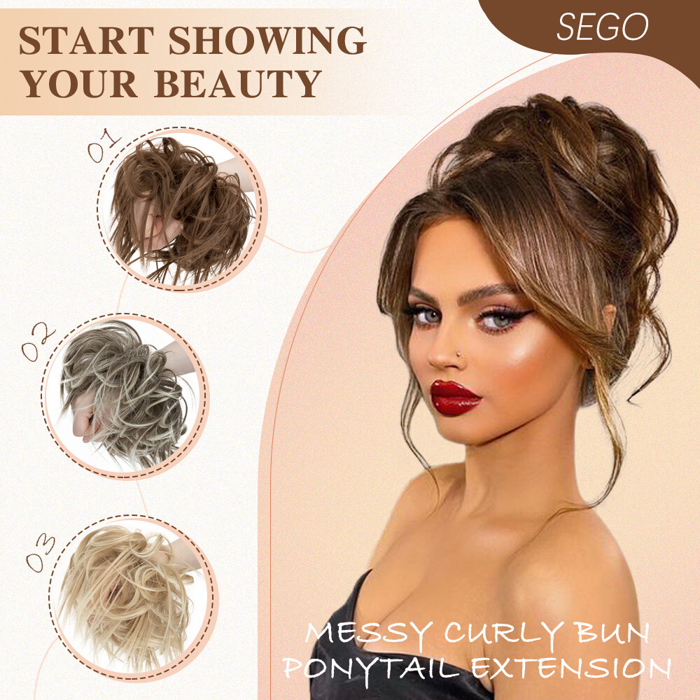 Curly Messy Bun Hair Piece Thick Updo Scrunchie Hair Extensions Real As Human US