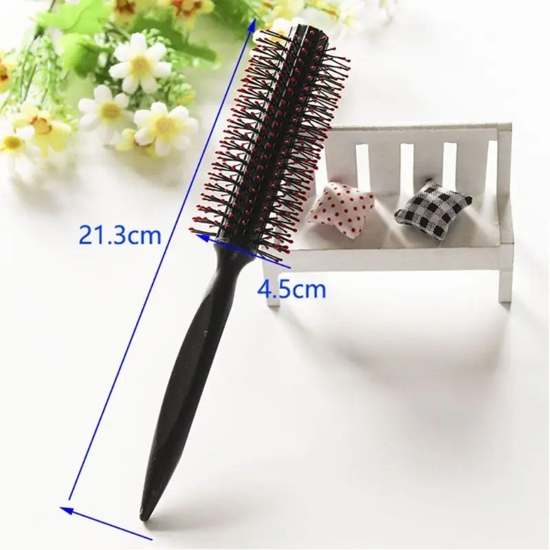 Plastic Roll Round Curly Hair Comb Women Girls Cylinder Pear Flower Round