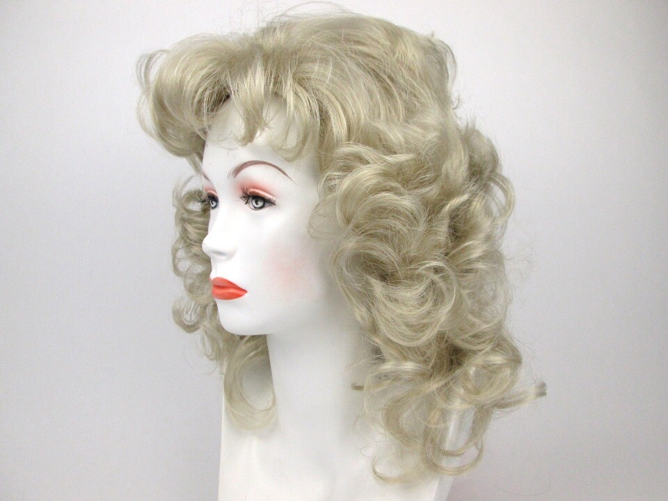 80’S WOMENS MEDIUM LENGTH WAVY LOOSE CURLS CURLY WIG W/ LAYERED FRONT SIDES LISA