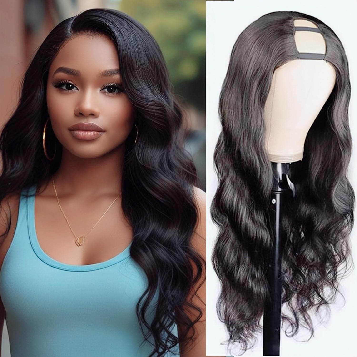 U Part Human Hair Wig Body Wave Brazilian Virgin Hair Glueless Wigs Human Hair