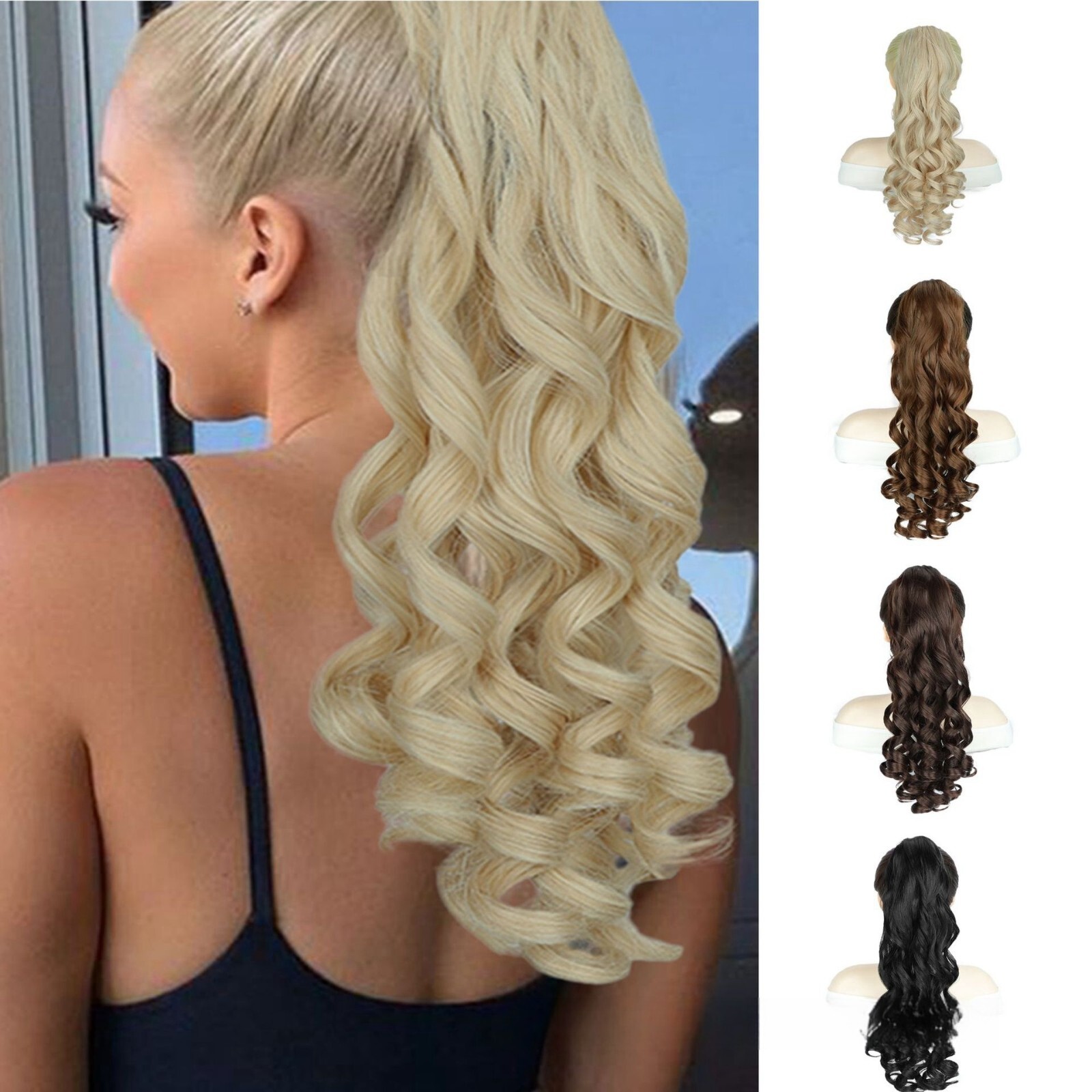 26″ Real Ponytail Claw Clip Hair Extension Pony Tail Thick Hairpiece in As Human