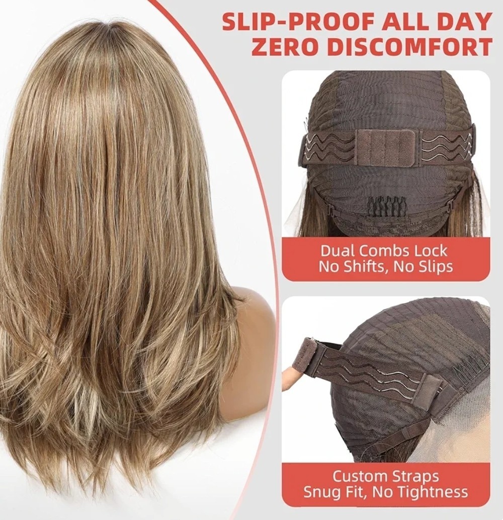 Hman Hair Blend 13 X 4 HD Lace Front Brown Blonde Mix 20in