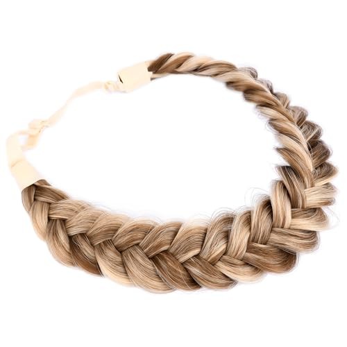 Messy Wide 2 Strands Synthetic Hair Braided Headband Hairpiece Highlighted