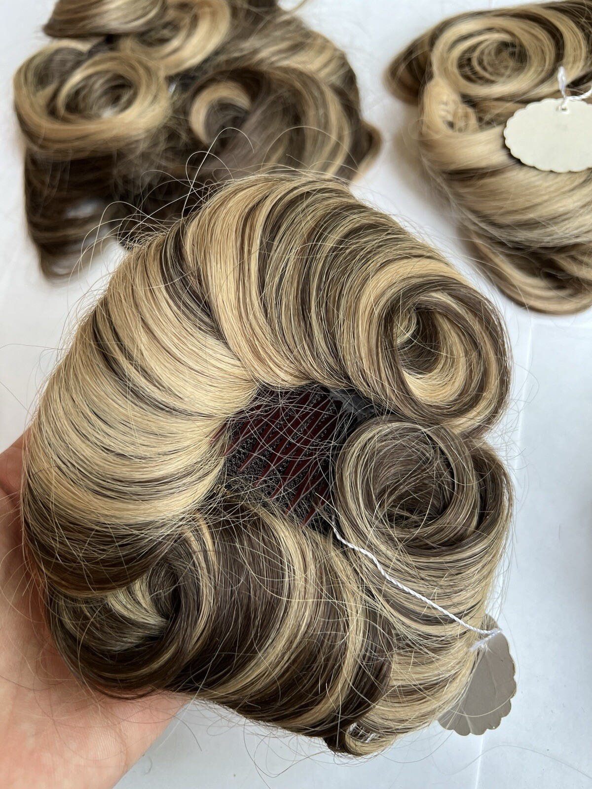 100% Human Hair Wiglet Dark Brown & Hazelnut Curly Claw Hairpiece Extension New