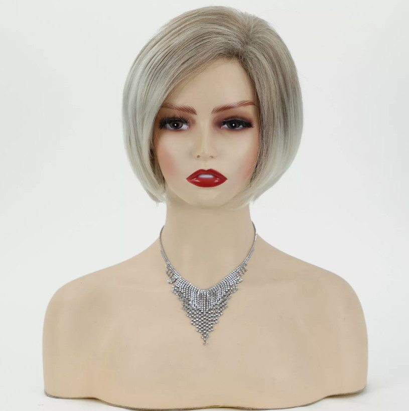 Japanese Short Bob Wigs for Women Ash Blonde Ombre Hair Fancy Dress Party Wig
