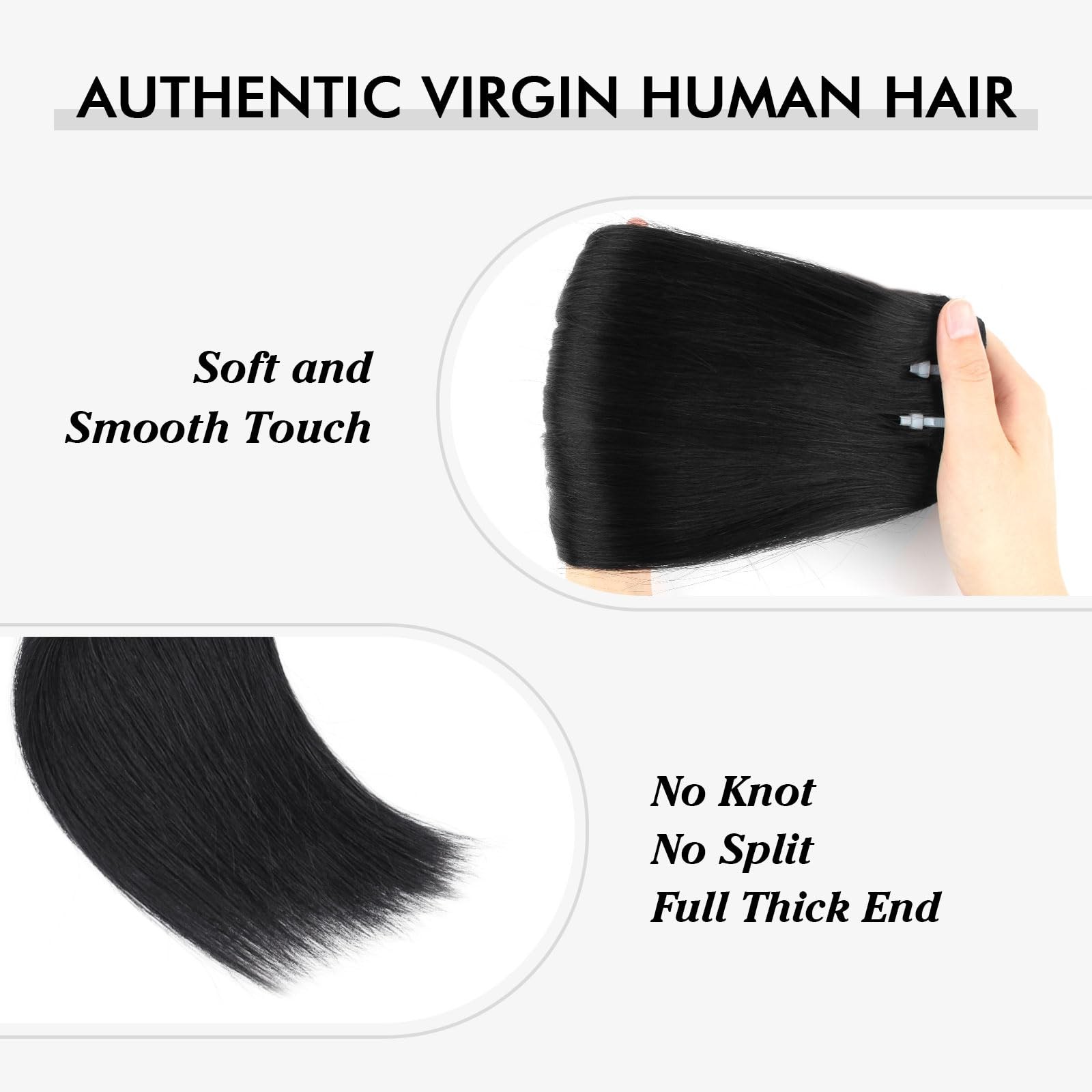 Lovrio 140G 22 Inch 9A Grade Clip In Human Hair Extensions Jet Black Double