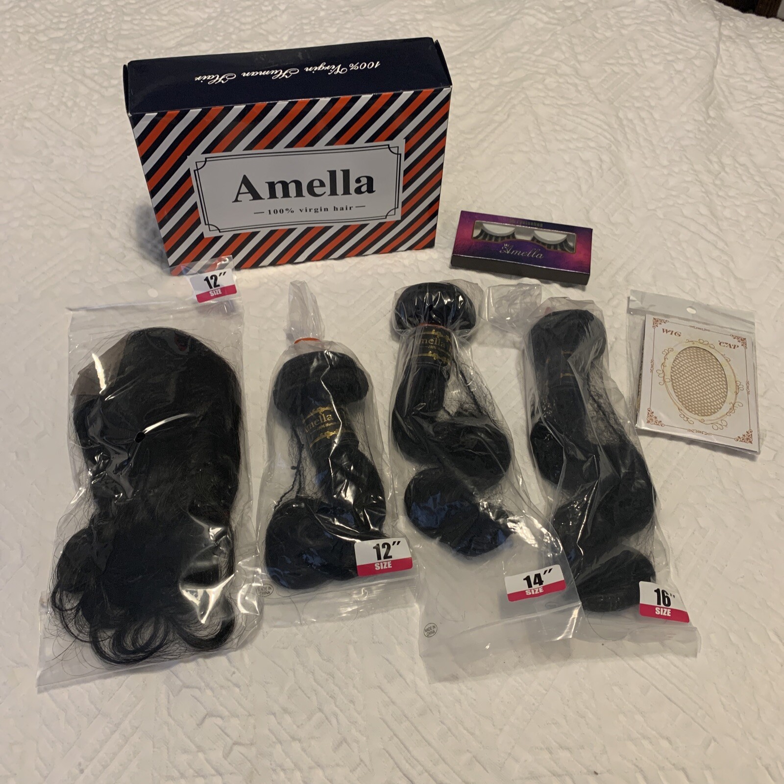 Amella Hair 8A Brazilian Body Wave Virgin Hair 3 Bundles with Three Part Closure
