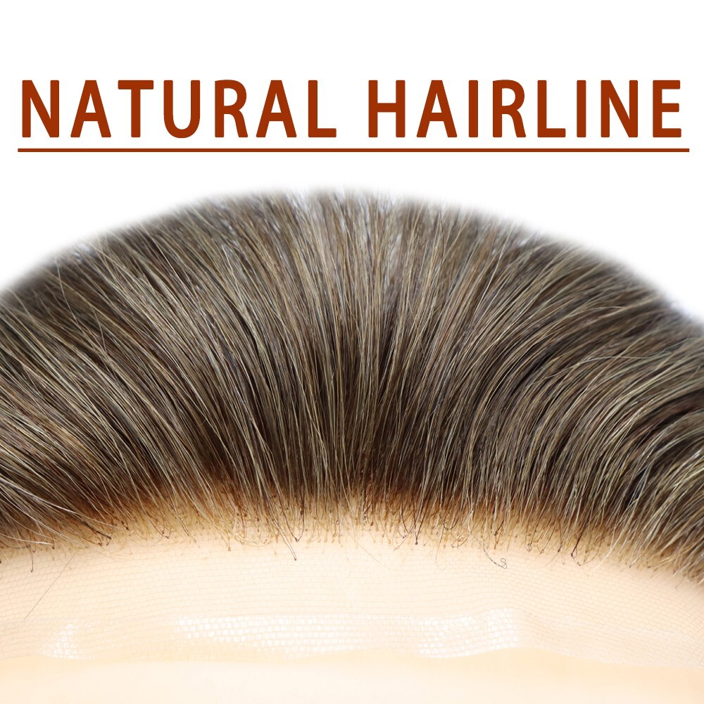 Lace Skin Mens Frontal Hairpiece Male Forehead Hair Line for Receding Hairline