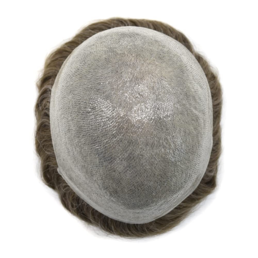 Mens Toupee Ultra Thin Skin Hair Replacement System Invisible V-Loop Hair Piece