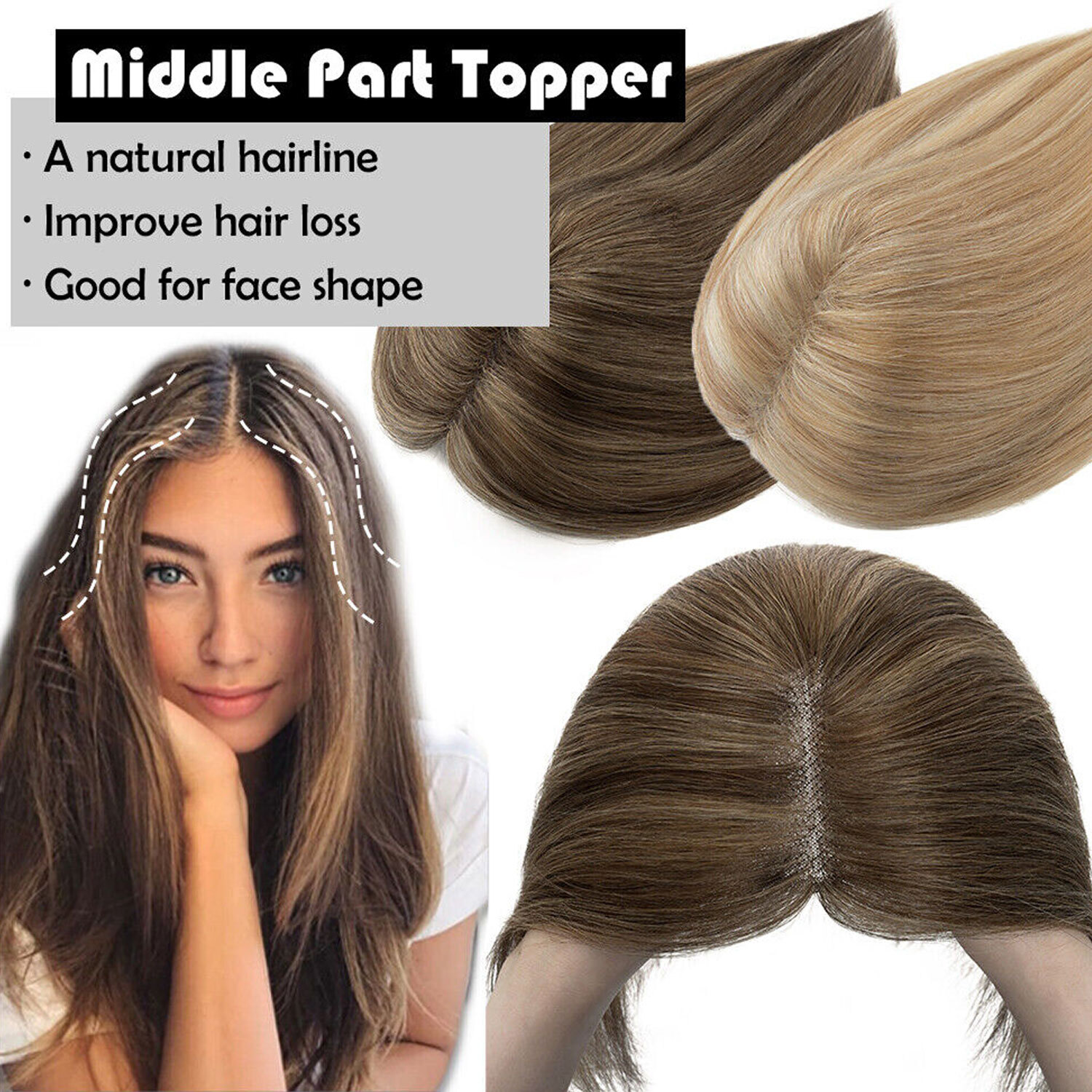 8*10in Lace 100% Real Human Hair Topper Women Clip In Part Top Toupee Hairpieces
