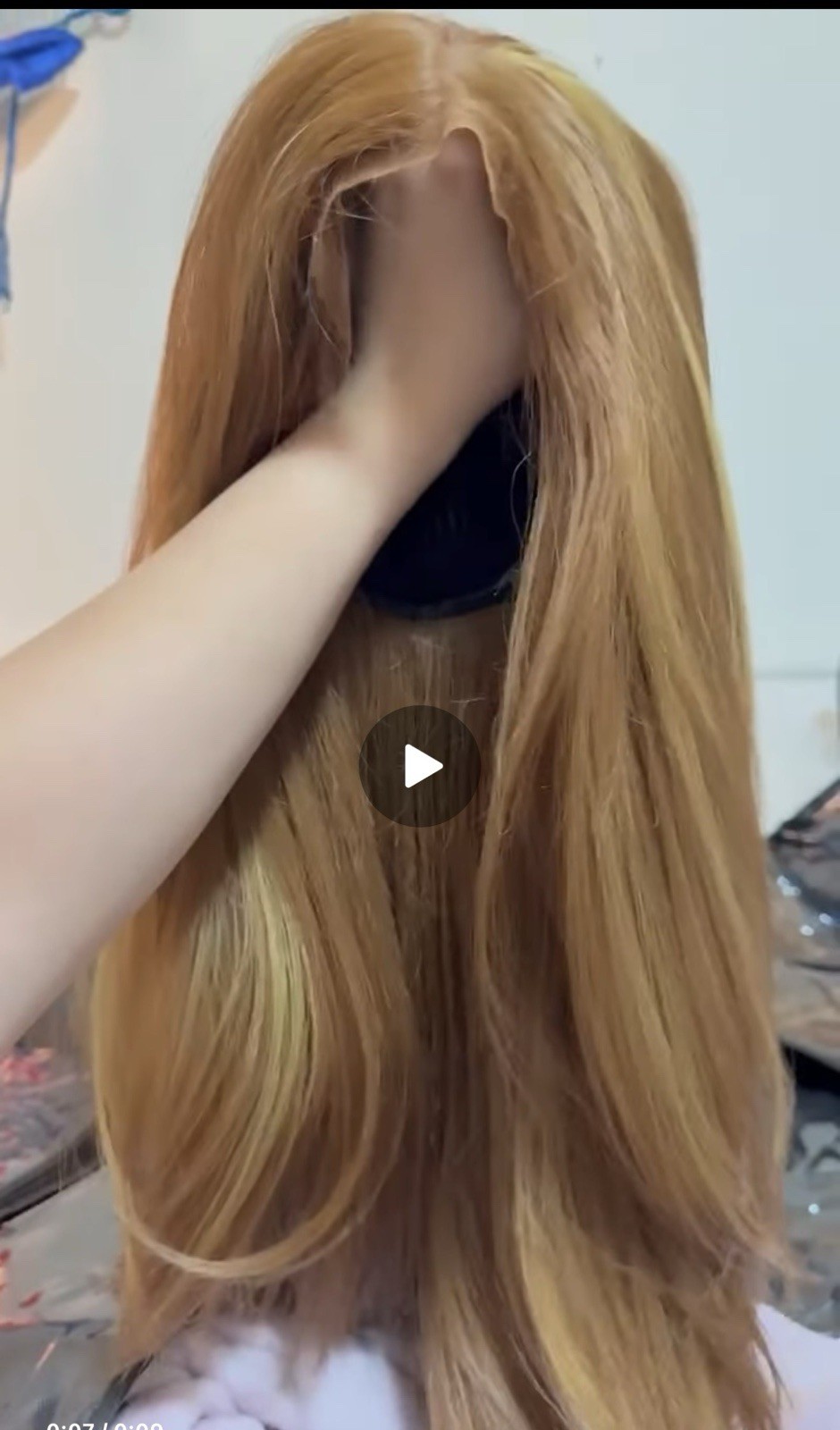 Long Straight Strawberry Blonde Lace Front Layered Synthetic Free-Part Wig