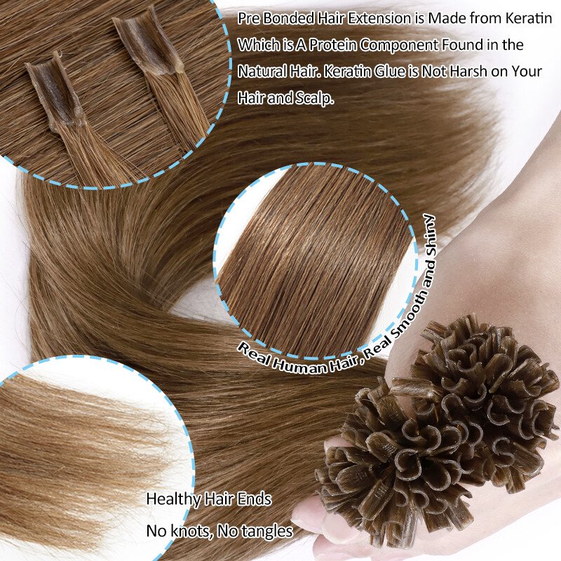 CLEARANCE Nail U Tip Human REAL Remy Hair Extensions Pre Bonded Keratin 1G 0.5G