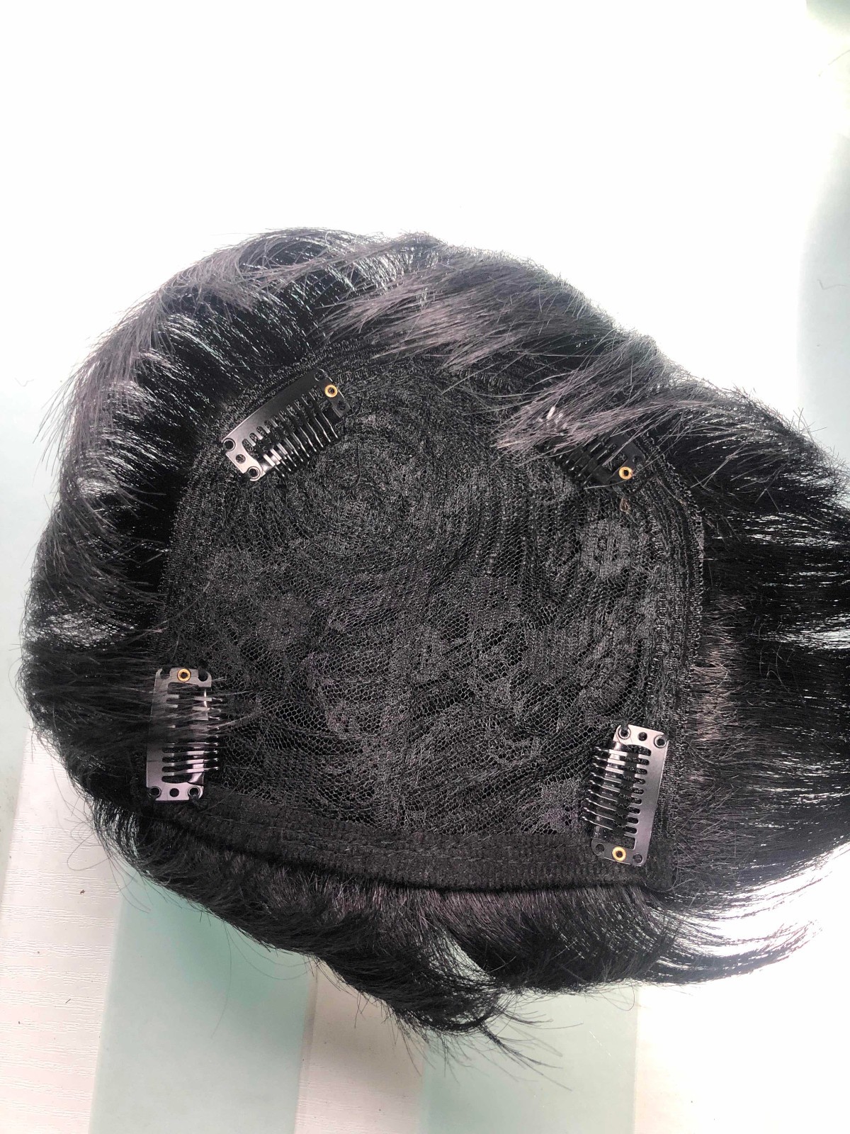 Short Natural Straight 100% Clip in Huamn Hair Clip in Toupee Hairpiece For Men