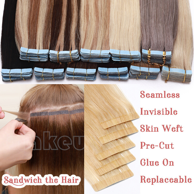 Thick Tape In 100g Balayage Ombre Remy Human Hair Extensions Invisible Skin Weft
