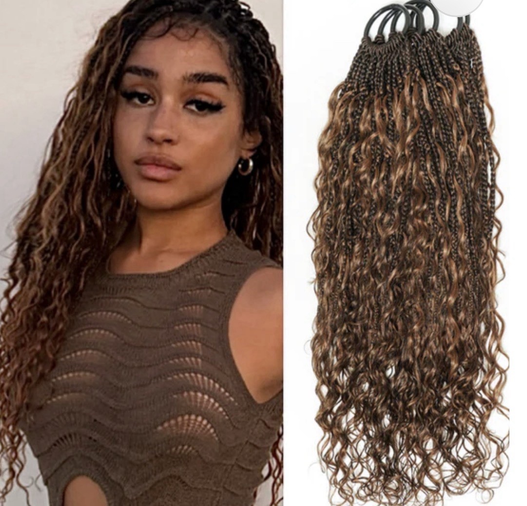 18″ Ombre Brown Human HairDeep Wave Crochet Boho Braids 79 Strands