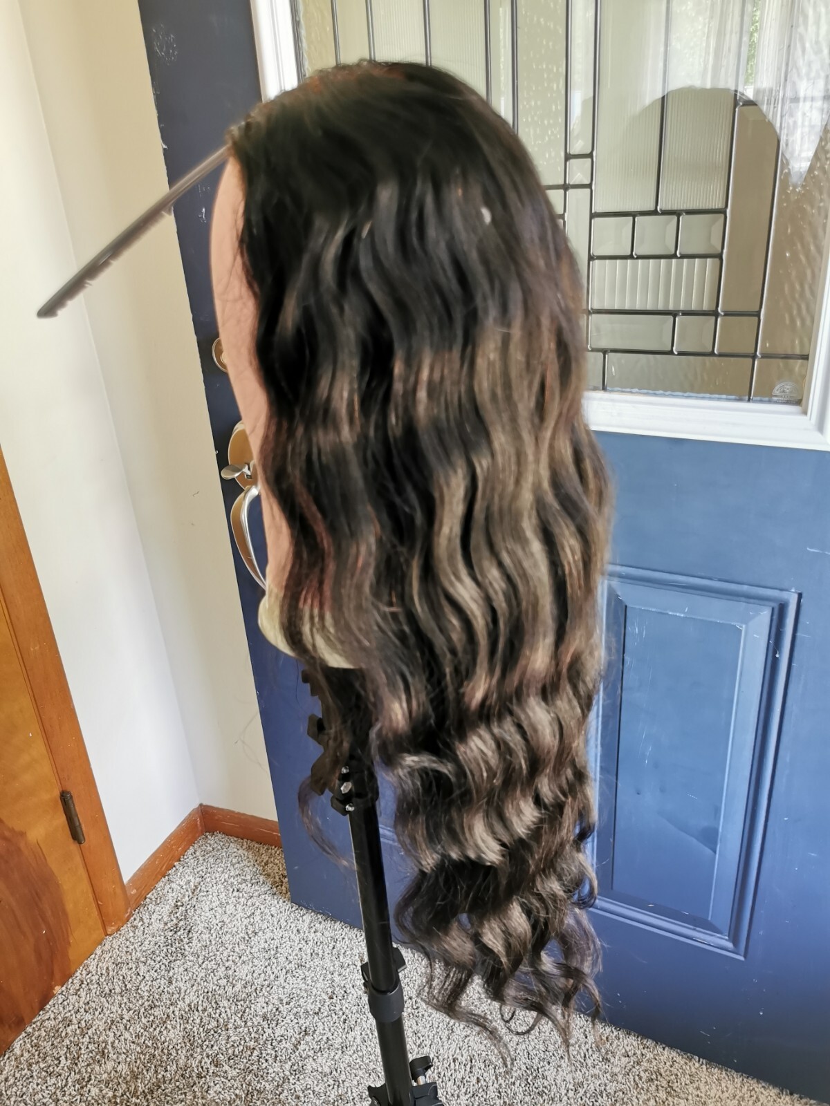 Bleached Knots High Quality Sexy 26”’ Virgin Human Hair Front Lace Wig 1B