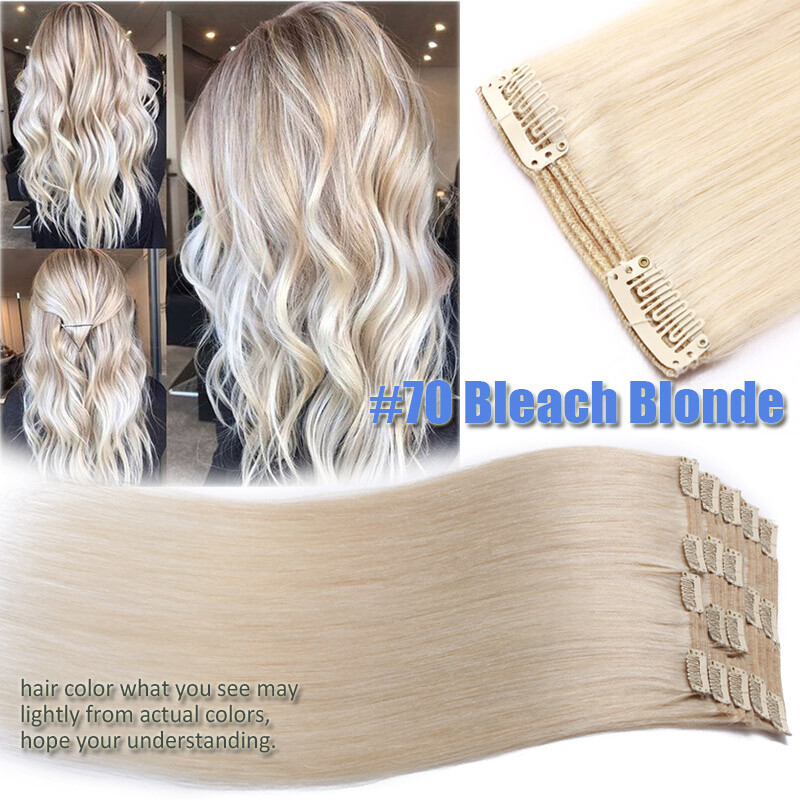 BODY WAVE double weft Clip In Virgin Human Hair Extensions Full Head Thick 170G+