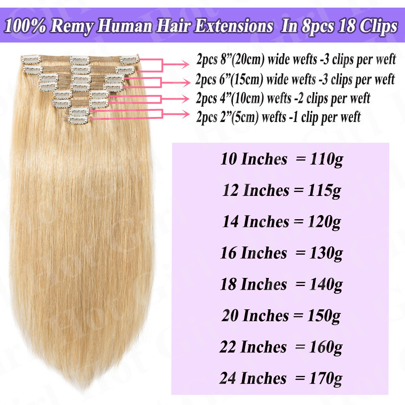 Real Thick Long Clip In 100% Remy Human Hair Extensions Thick 200g Balayage G150