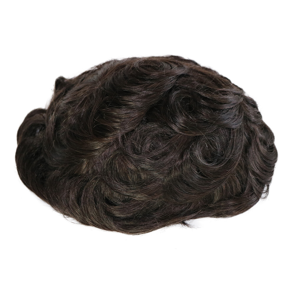 Full Poly Mens Toupee 8×10 Injected PU Human Hair Capillary Prosthesis Thin Skin