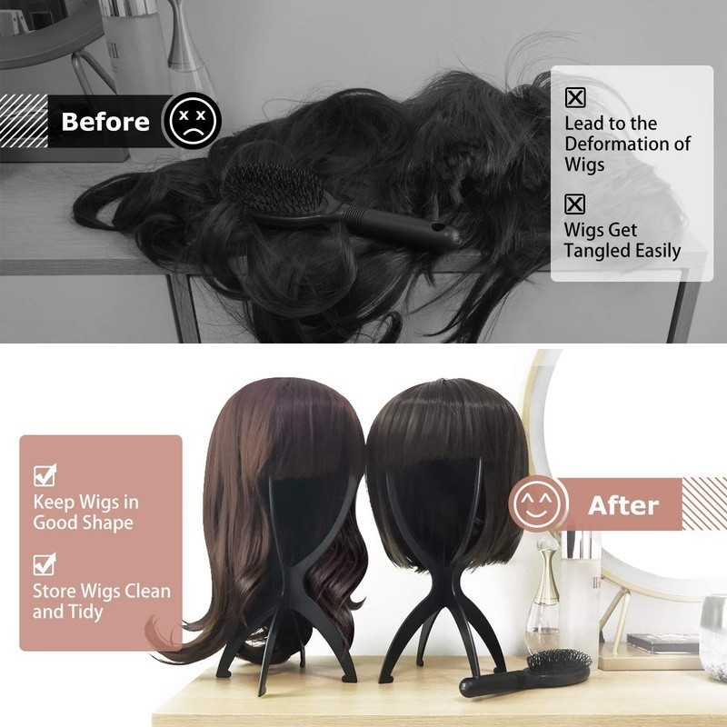 Wig Stand Holder Lightweight Portable Collapsible Plastic Wig Display Air Drying