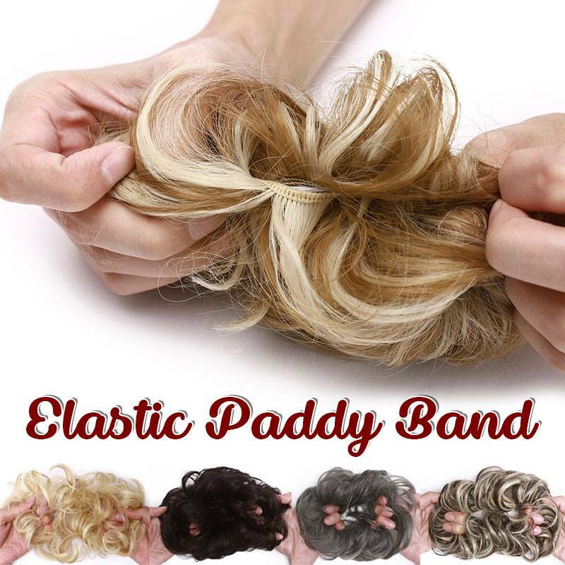 Real Natural Curly Messy Bun Hair Piece Scrunchie Hair Extensions as Human Blond