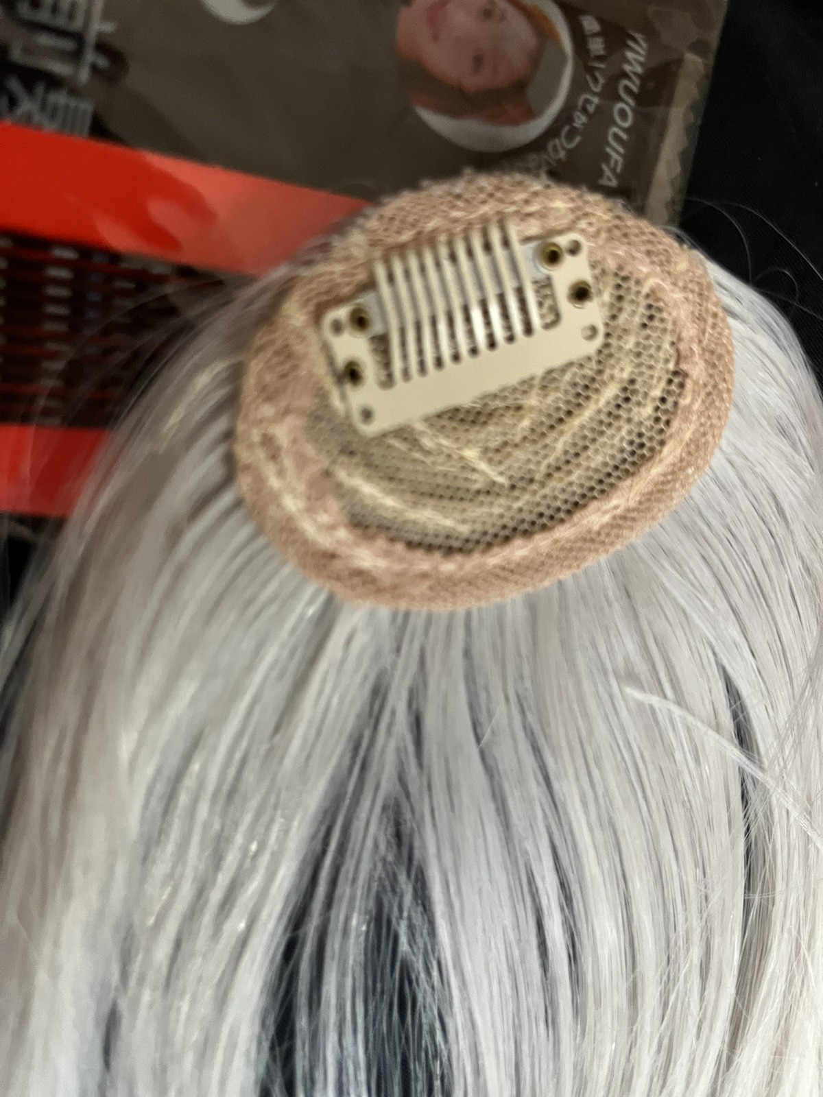 Grey hair Bangs Clip in on Fringe Hair Extensions As Front Hairpiece plus pins