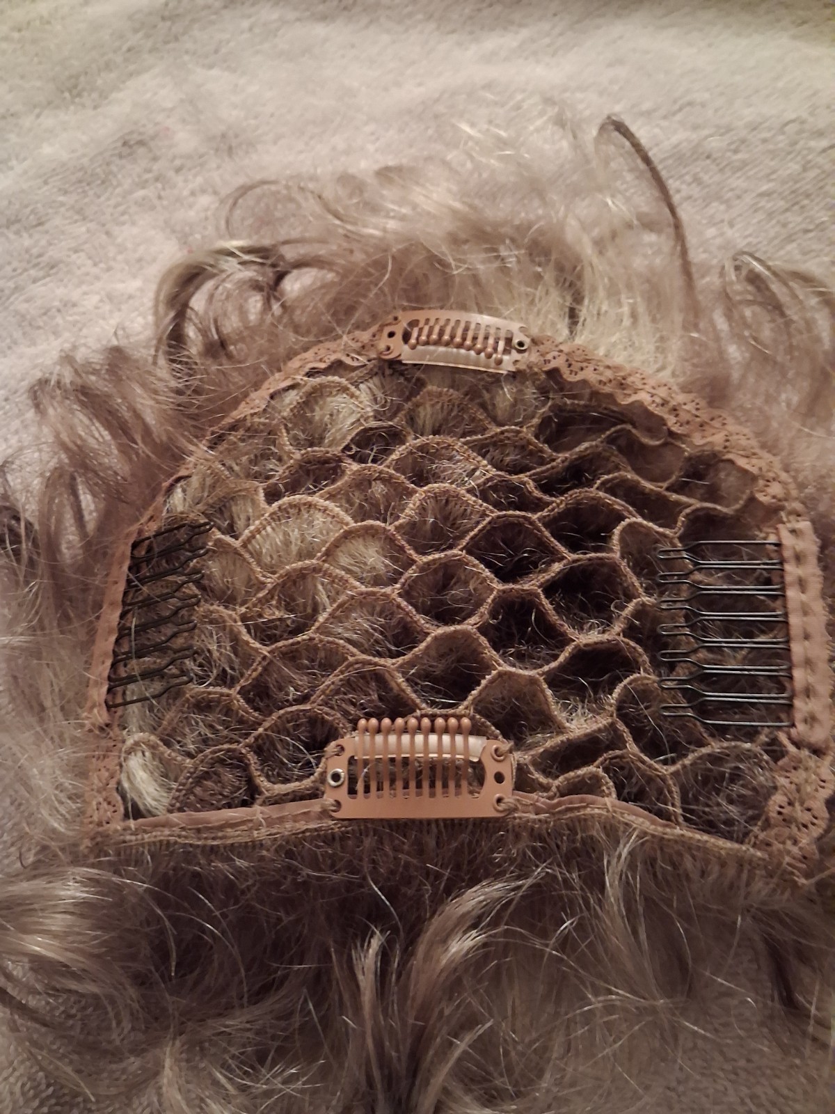 Curly Light Brown Ash Blond Clip-In Hairpiece Toupee Wiglet Synthetic for Women