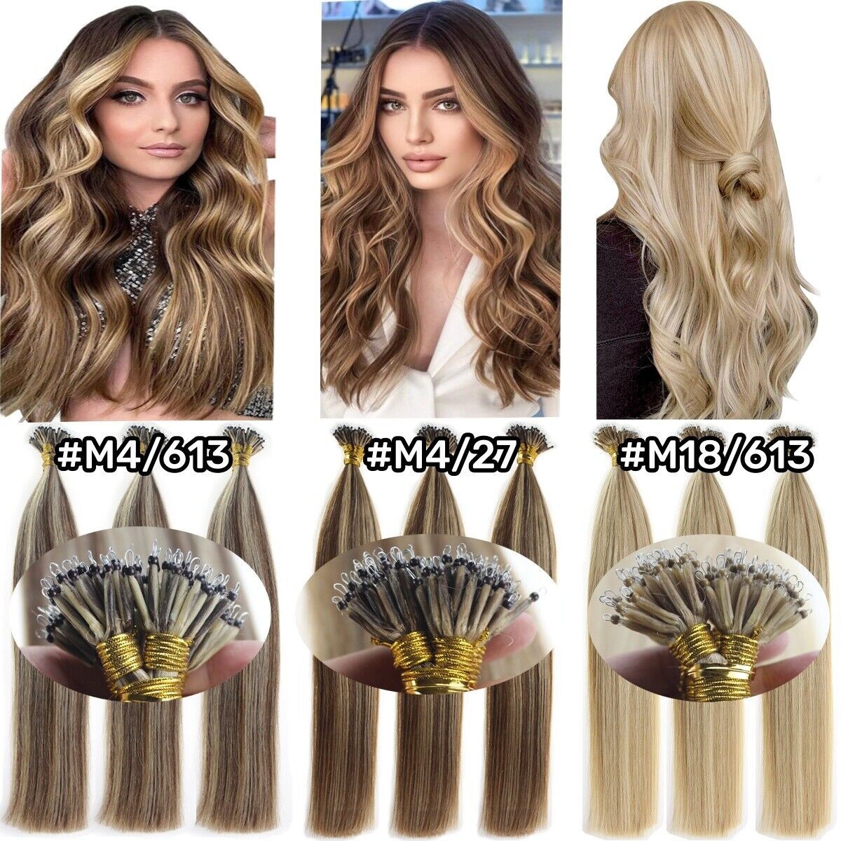 Nano Ring Hair Extensions Premium Remy Human Hair Micro Nano Bead Full HeadThick