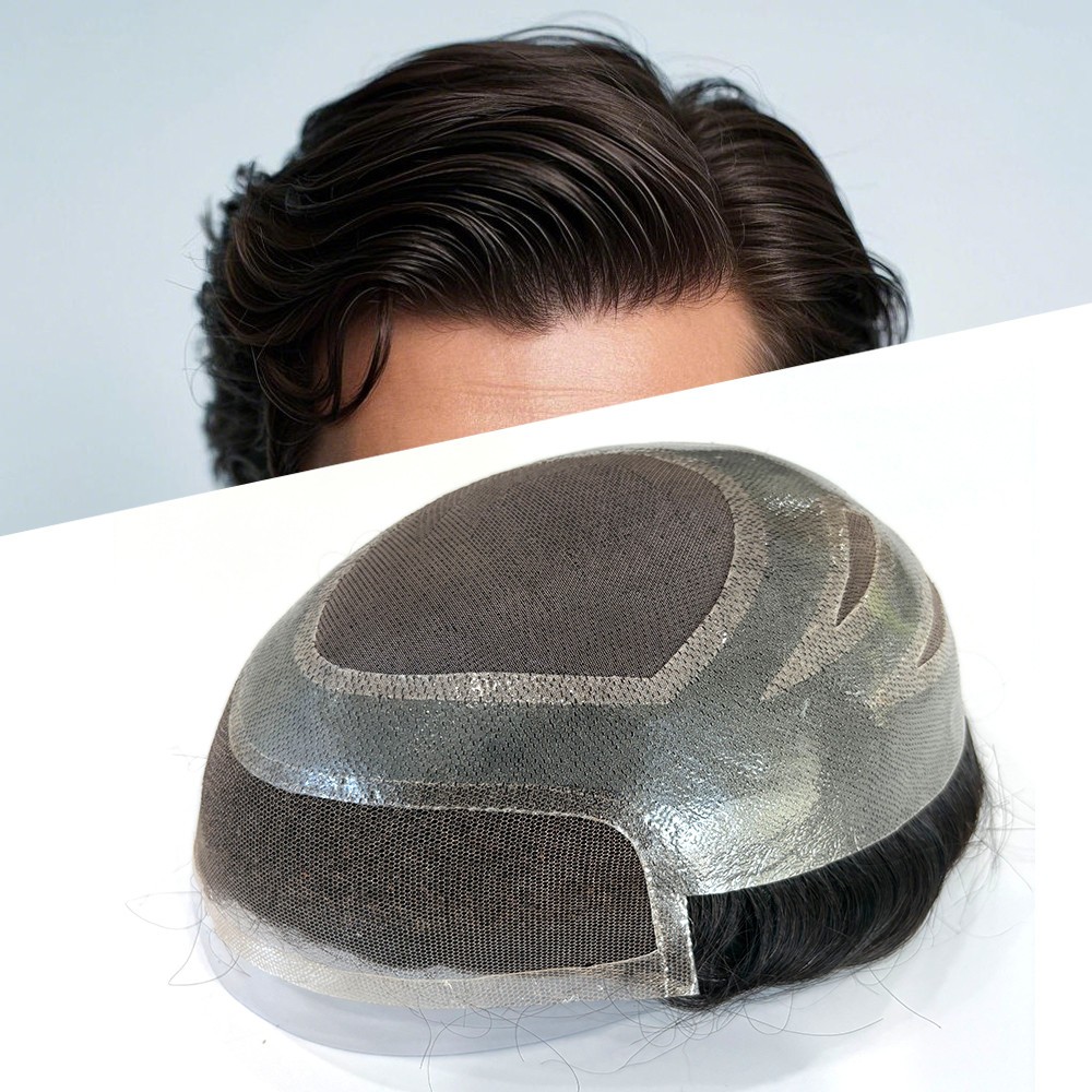 Mens Toupee Hair Replacement System Lace Front Mono Human Hair Pieces Versalite