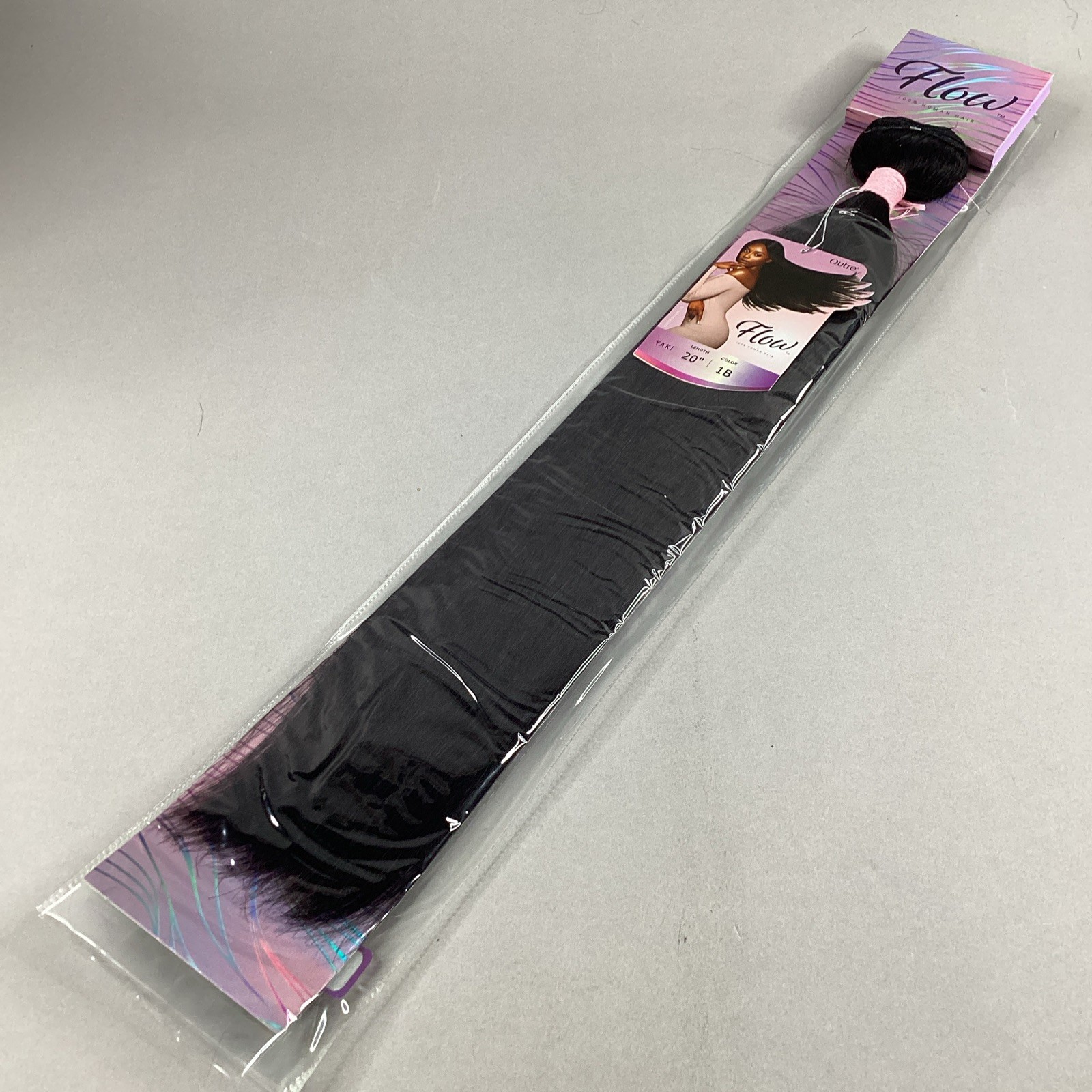 20″ Flow #1B Off Black Yaki Straight 100% Human Hair Extensions