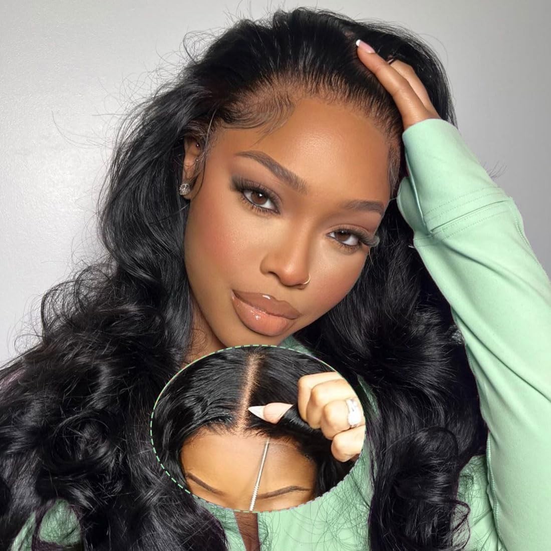 Peruvian Pre Cut Body Wave Human Hair Wear and Go Glueless 4×4 Lace Front Wig