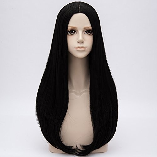 Black Wigs For Women Natural 24″ Long Straight Middle Hair Wigs Soft Daily Ba…