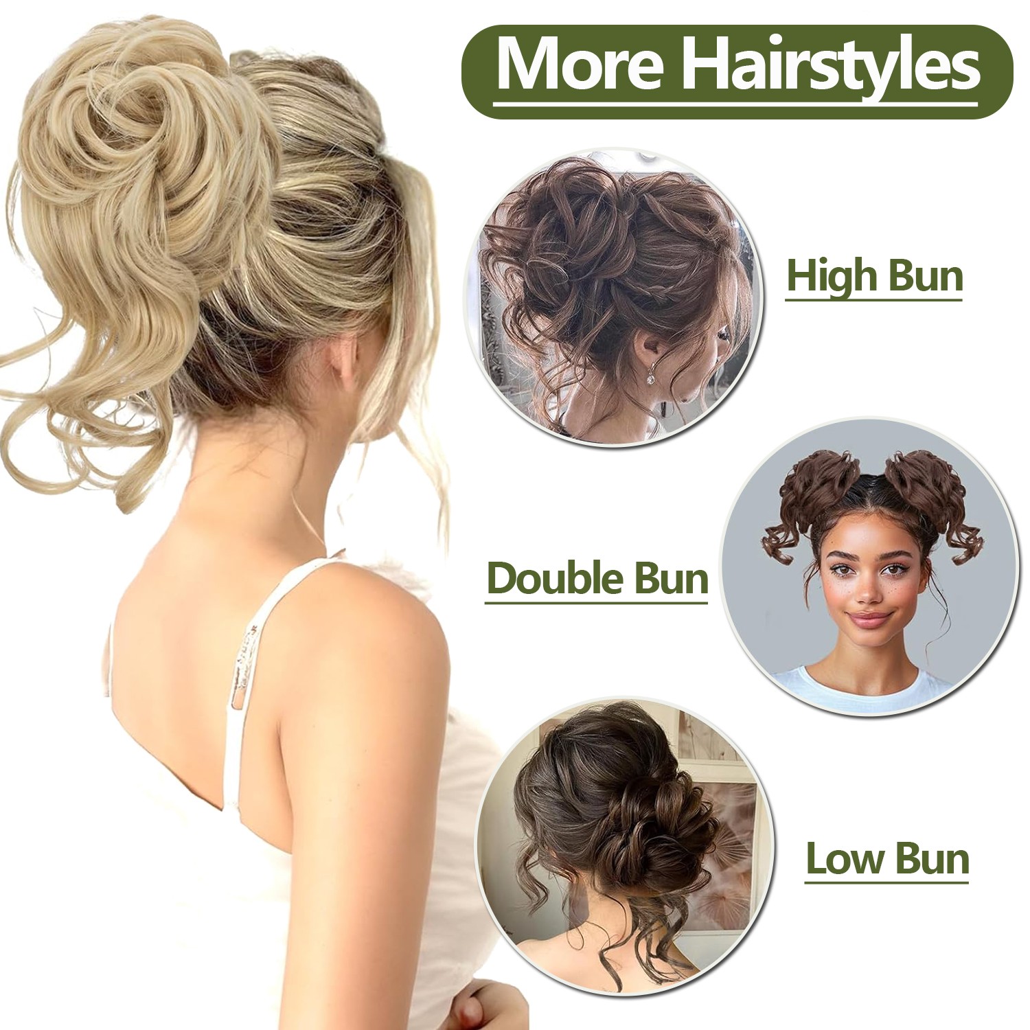 Natural Clip in Messy Bun Hair Piece Extension Hair Claw Clip Updo Piece Wedding