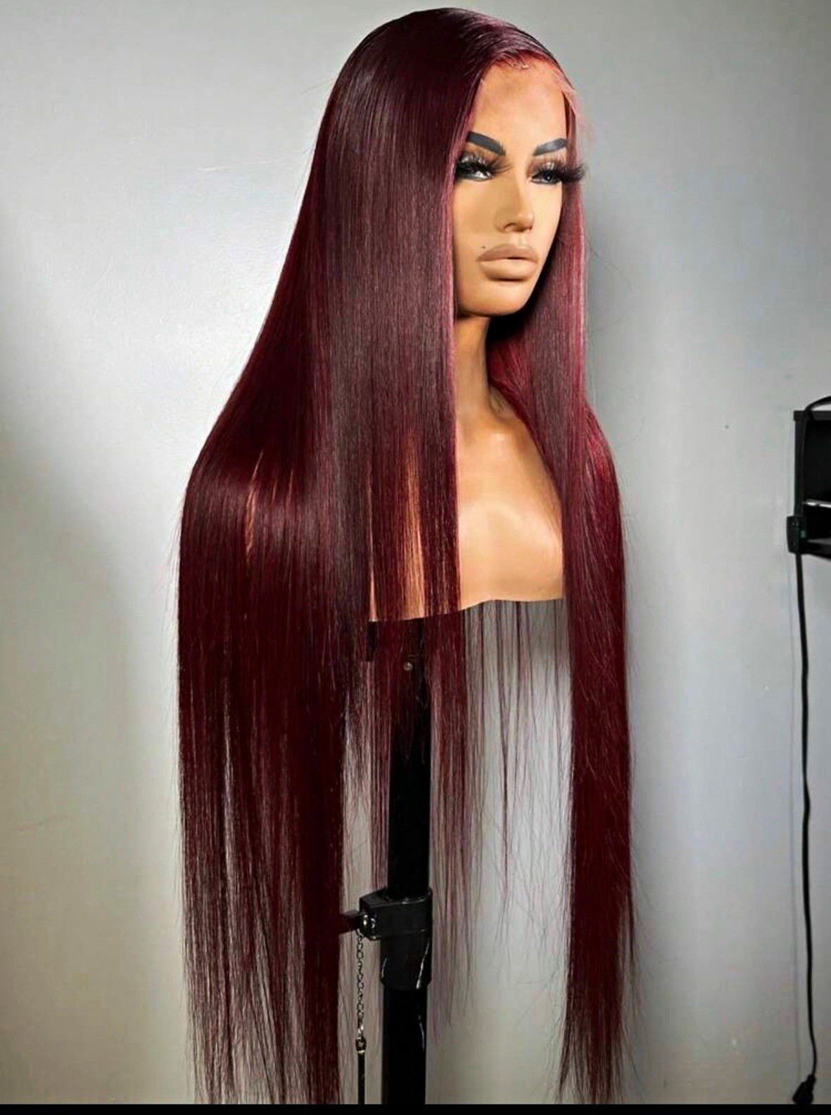 Lace Front Long Straight Burgundy Wig for Women, 20in 13*4
