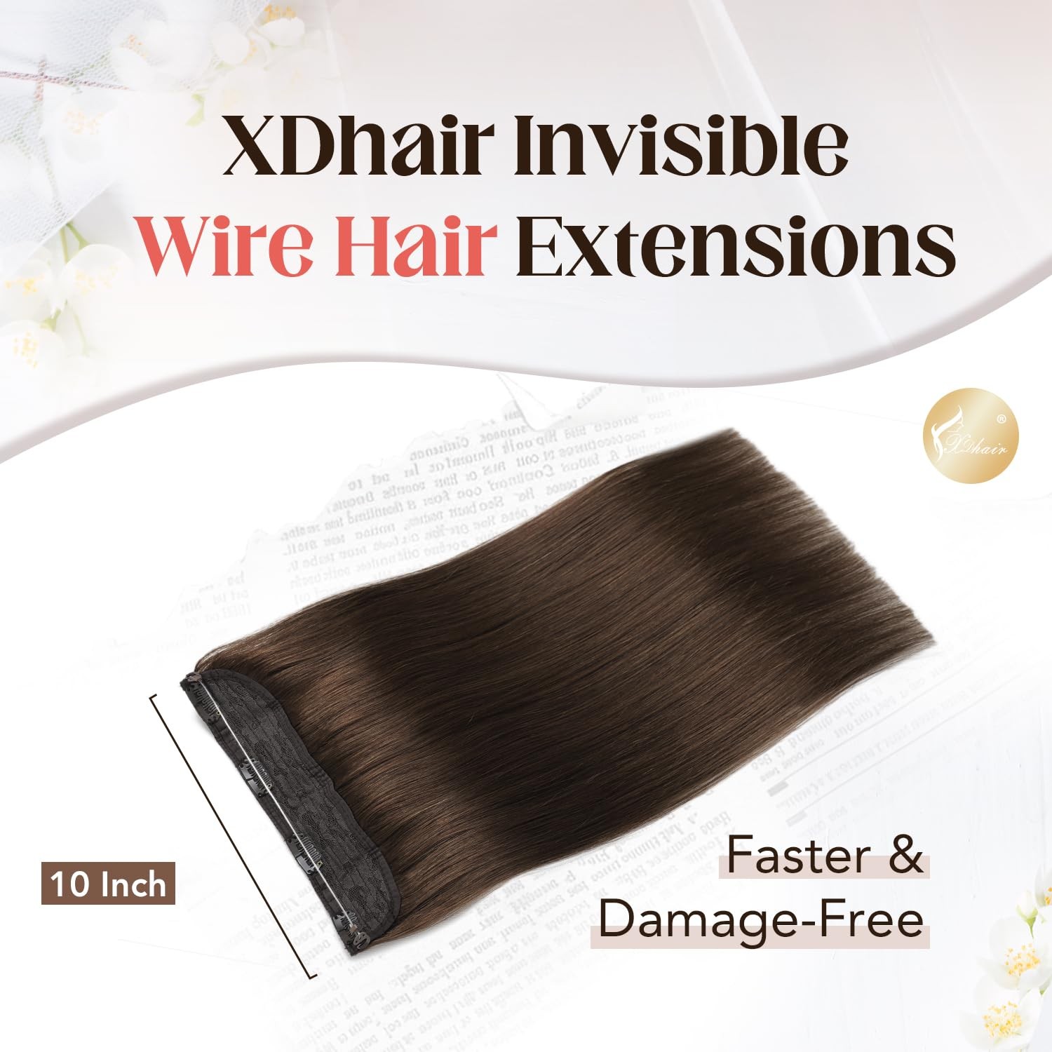 Xdhair Wire Hair Extensions 70G 14 Inch Hairpiece Medium Dark Brown Real Human