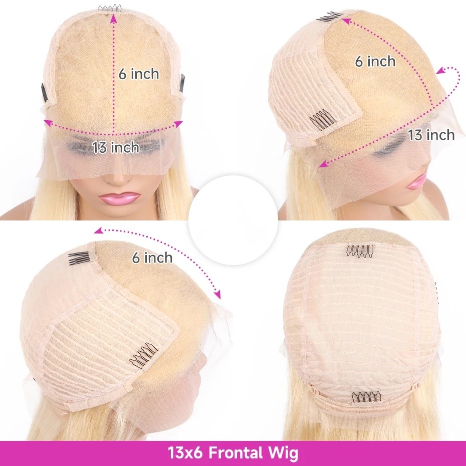 Cyan Blue Body Wave 13×6 Lace Front Wig Human Hair 613 Blonde Green Ombre WIg