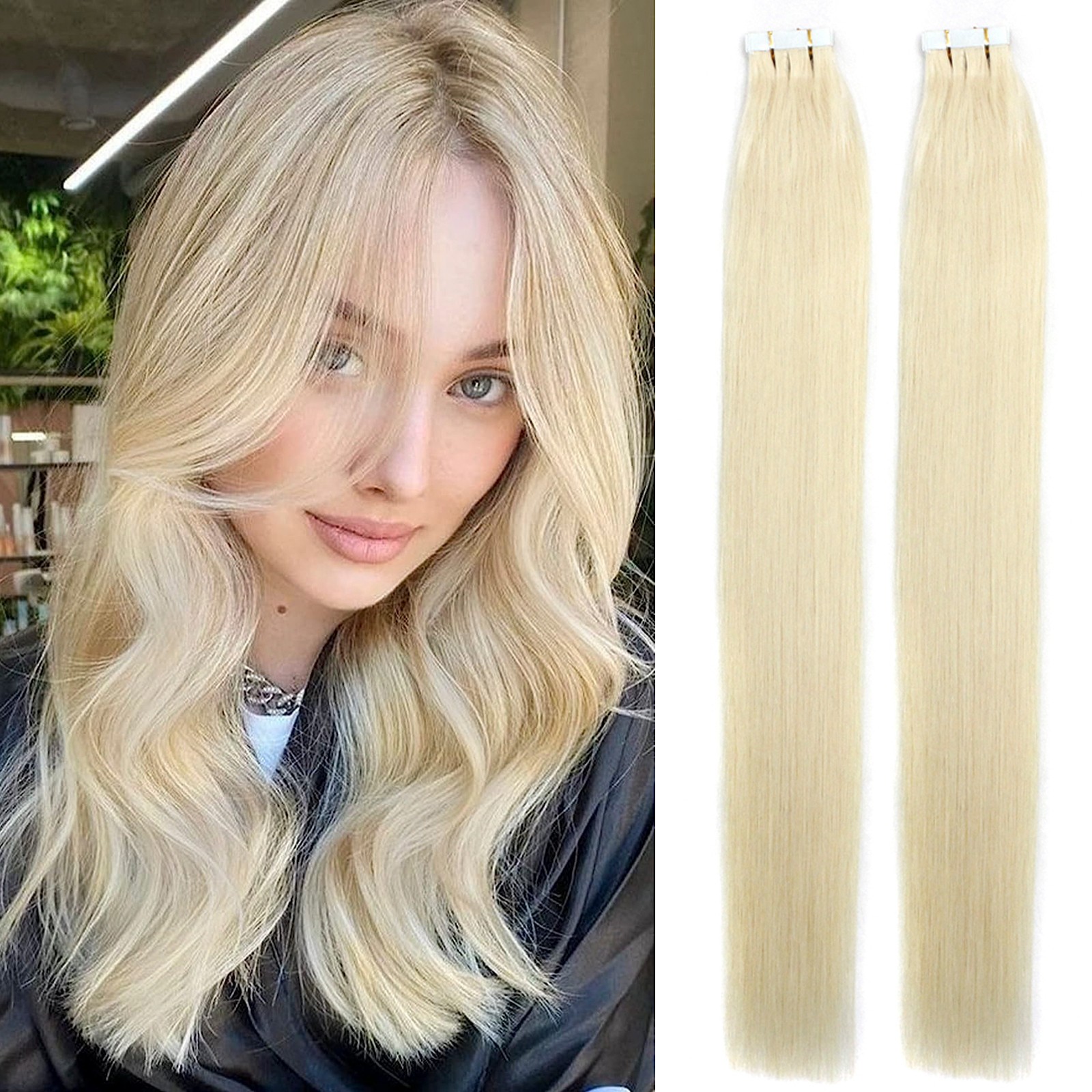 Tape In Remy Human Hair Extensions Full Head Skin Weft Russian Hair Thick Ombre