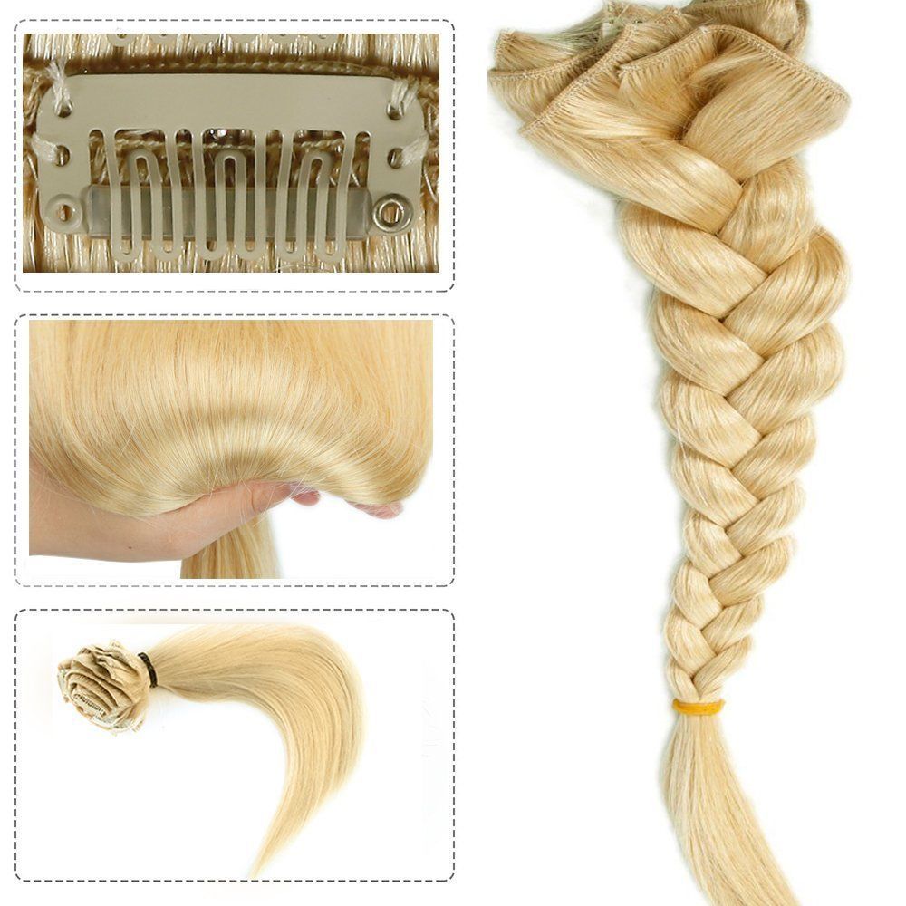 US Real Thick 8Pcs 18Clips Clip in Full Head Hair Extensions As Remy Human Hair
