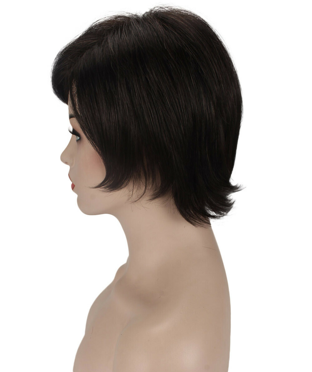 Ingrid – Srraight Kanekalon Synthetic Fiber Full Wig, 3.25 – 5.75 in, Off Black