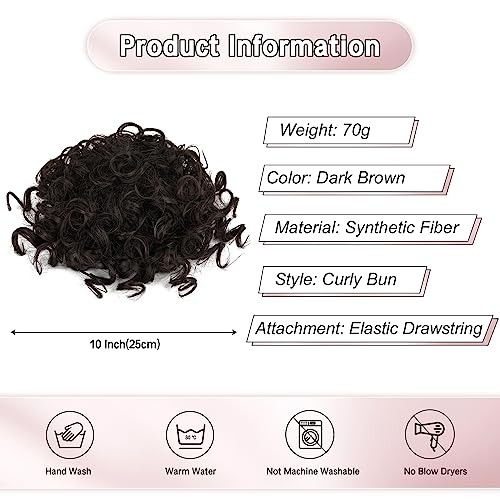 Women’s 70g Messy Bun Hair Piece – Elastic Drawstring – Dark Brown – Wave